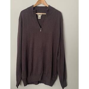 L.L.Bean Men's Brown Half Zip Cotton Cashmere Sweater - XXL Reg